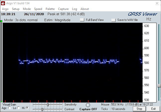 Test transmission of a WSPR frame