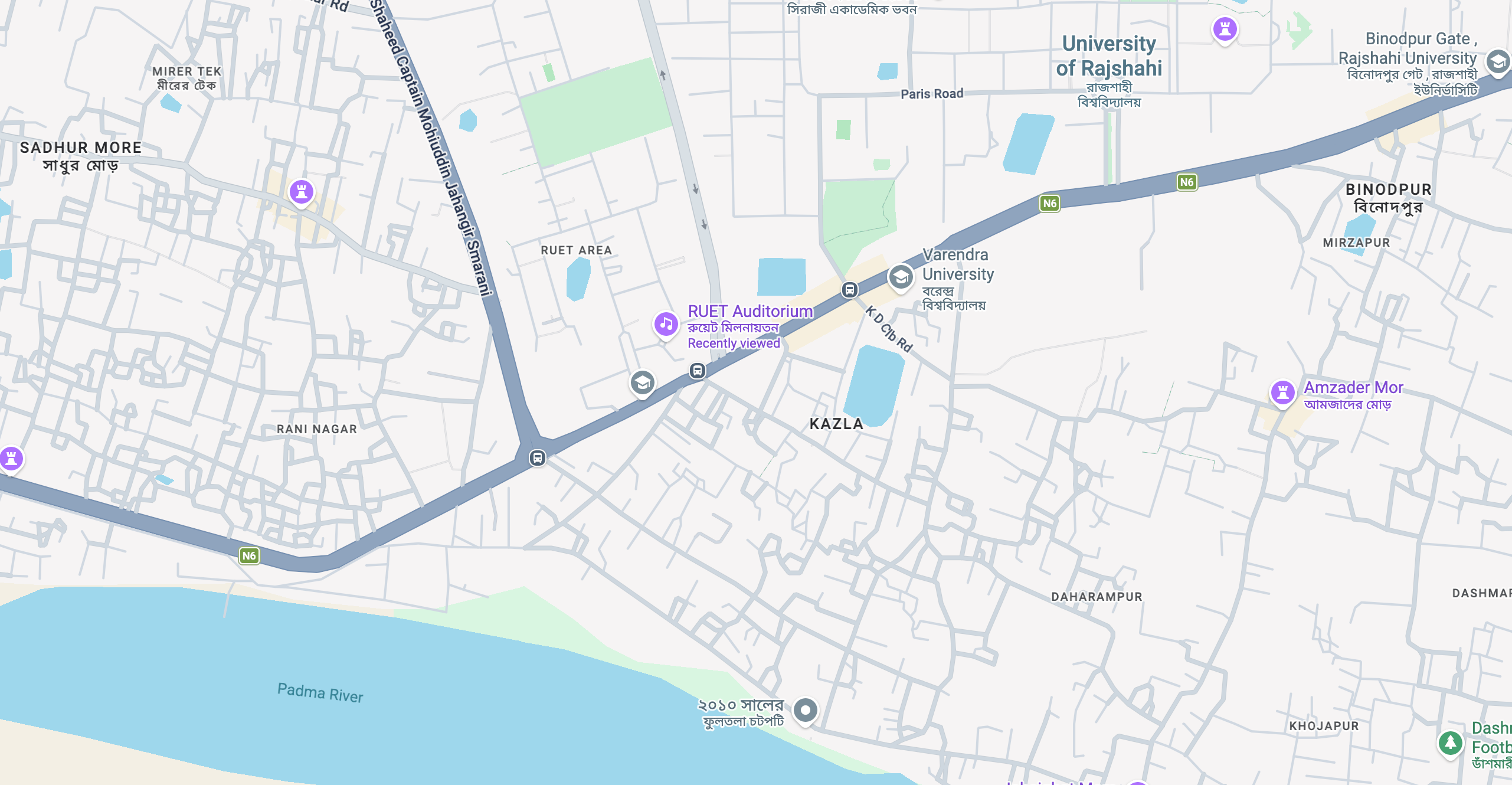 Map showing venue location in Rajshahi, Bangladesh