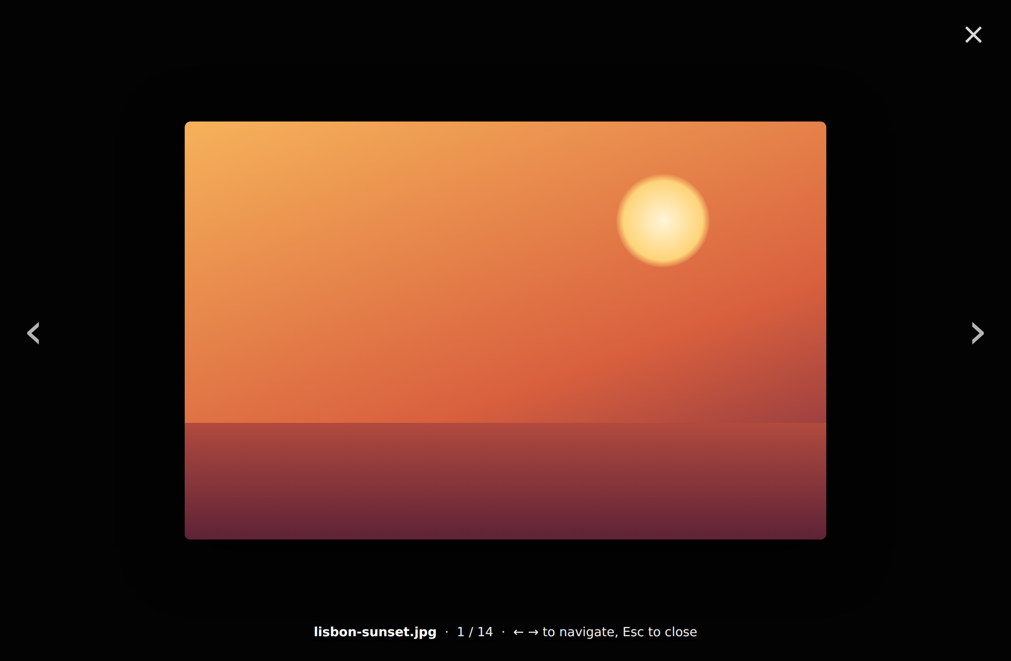 Fullscreen lightbox with caption and navigation