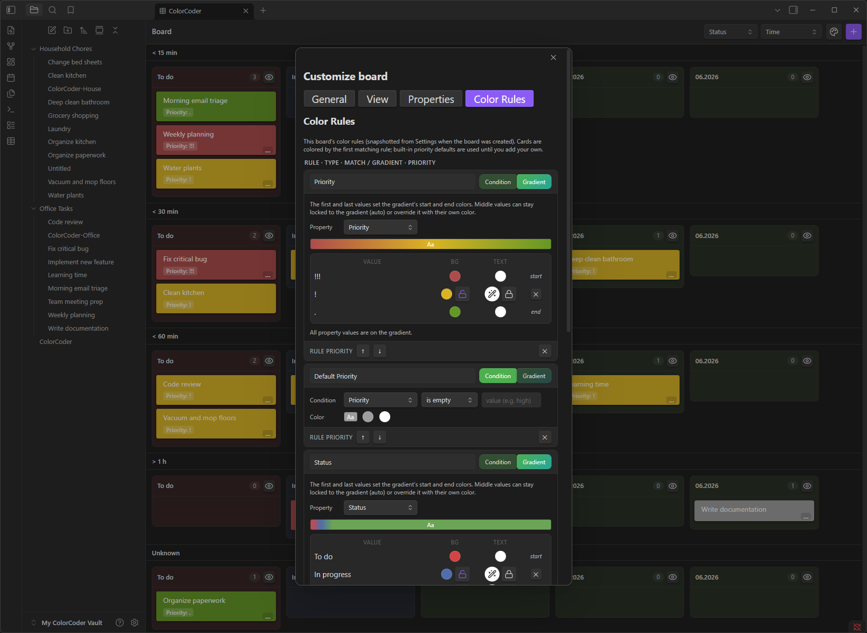 Color Rules settings tab