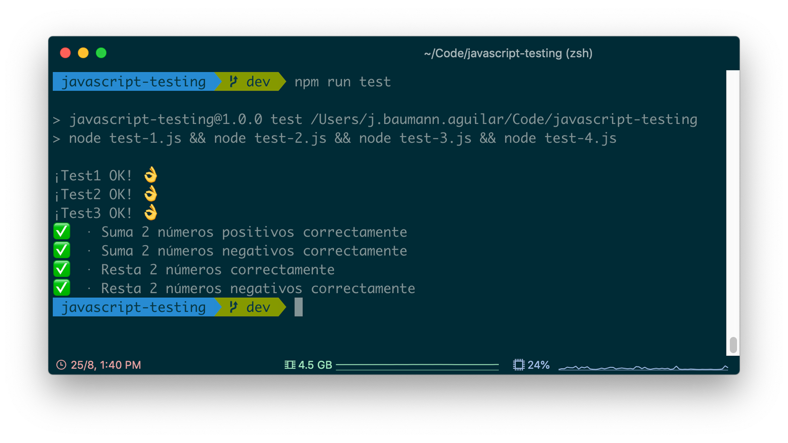 Salida Tests