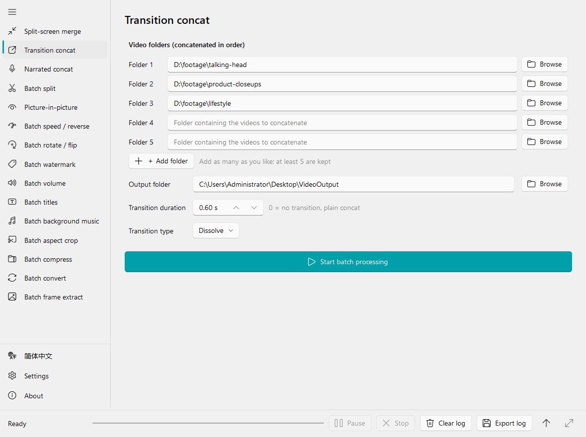 Transition concat