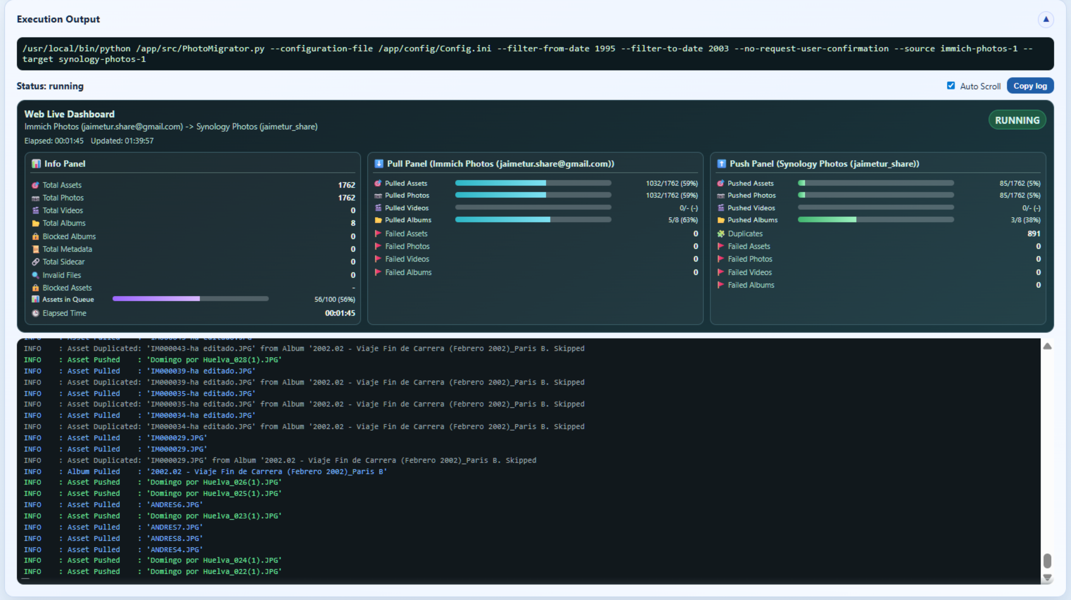 Automatic Migration (Live Dashboard)