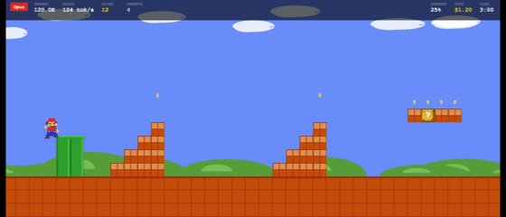 Mario sprinting with the HUD live-updating