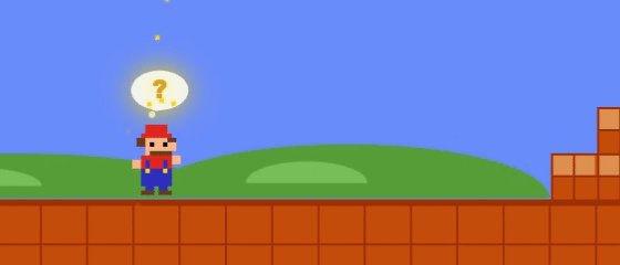 Question block above Mario; browser tab flashing