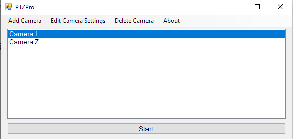 Camera selection menu