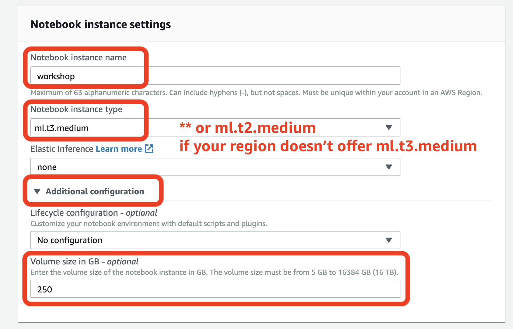 Fill notebook instance