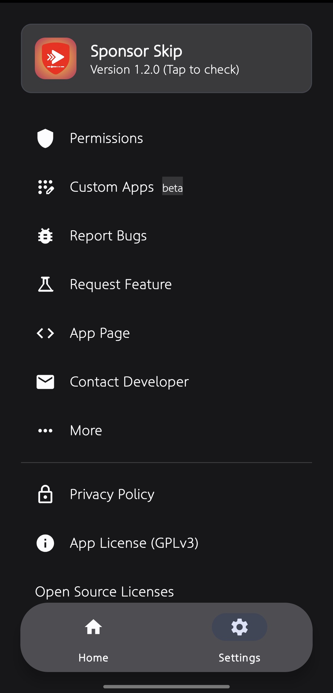 Settings Tab
