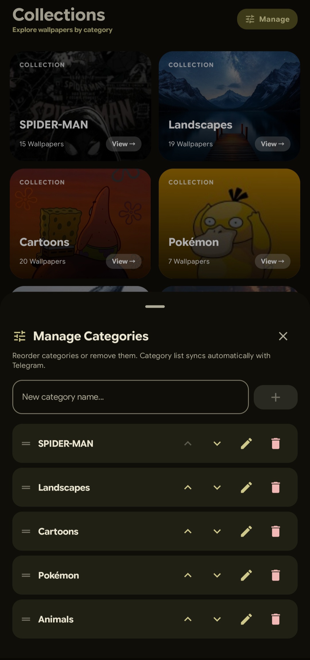 Manage Categories