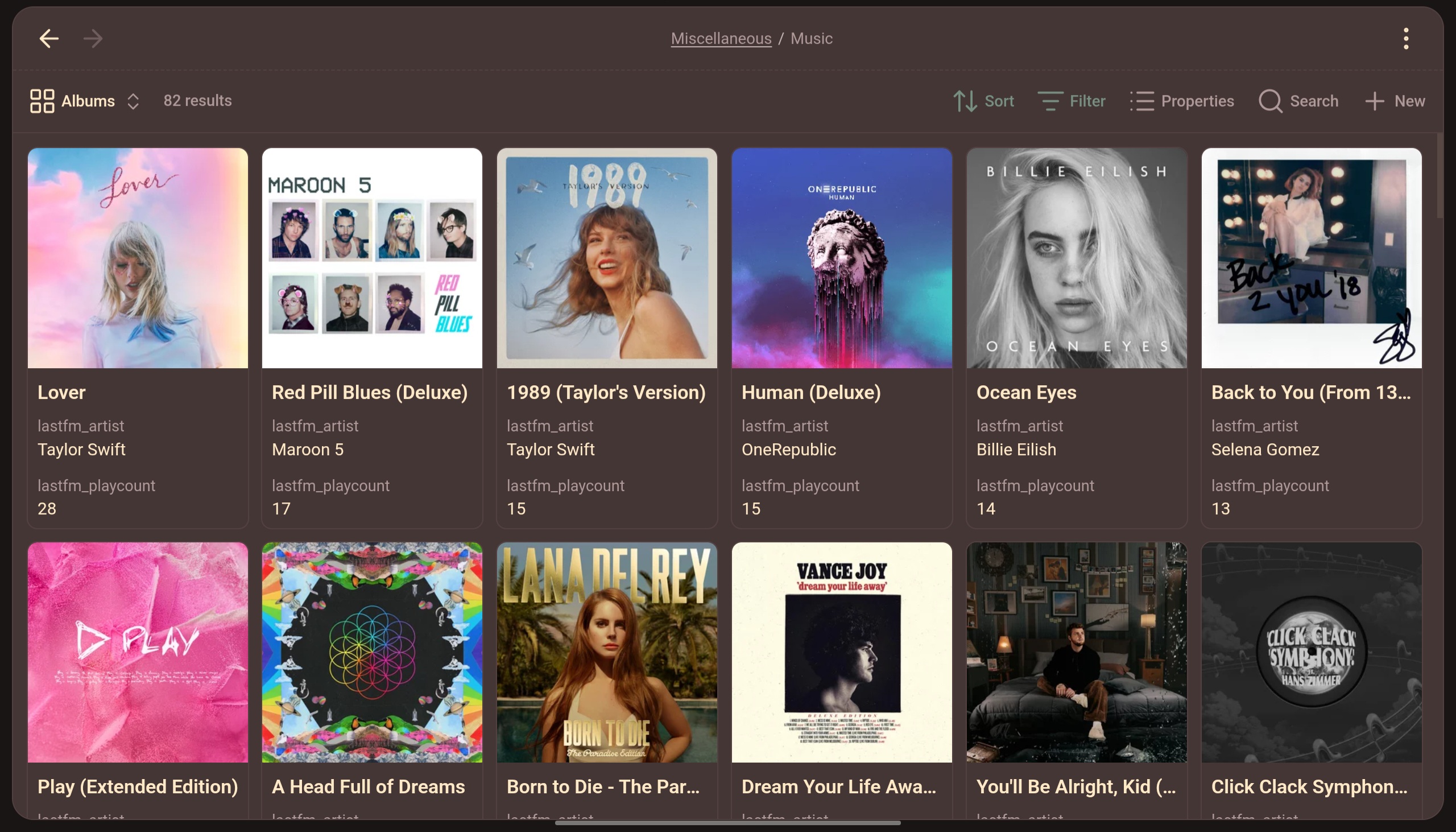 Albums' base created using plugin