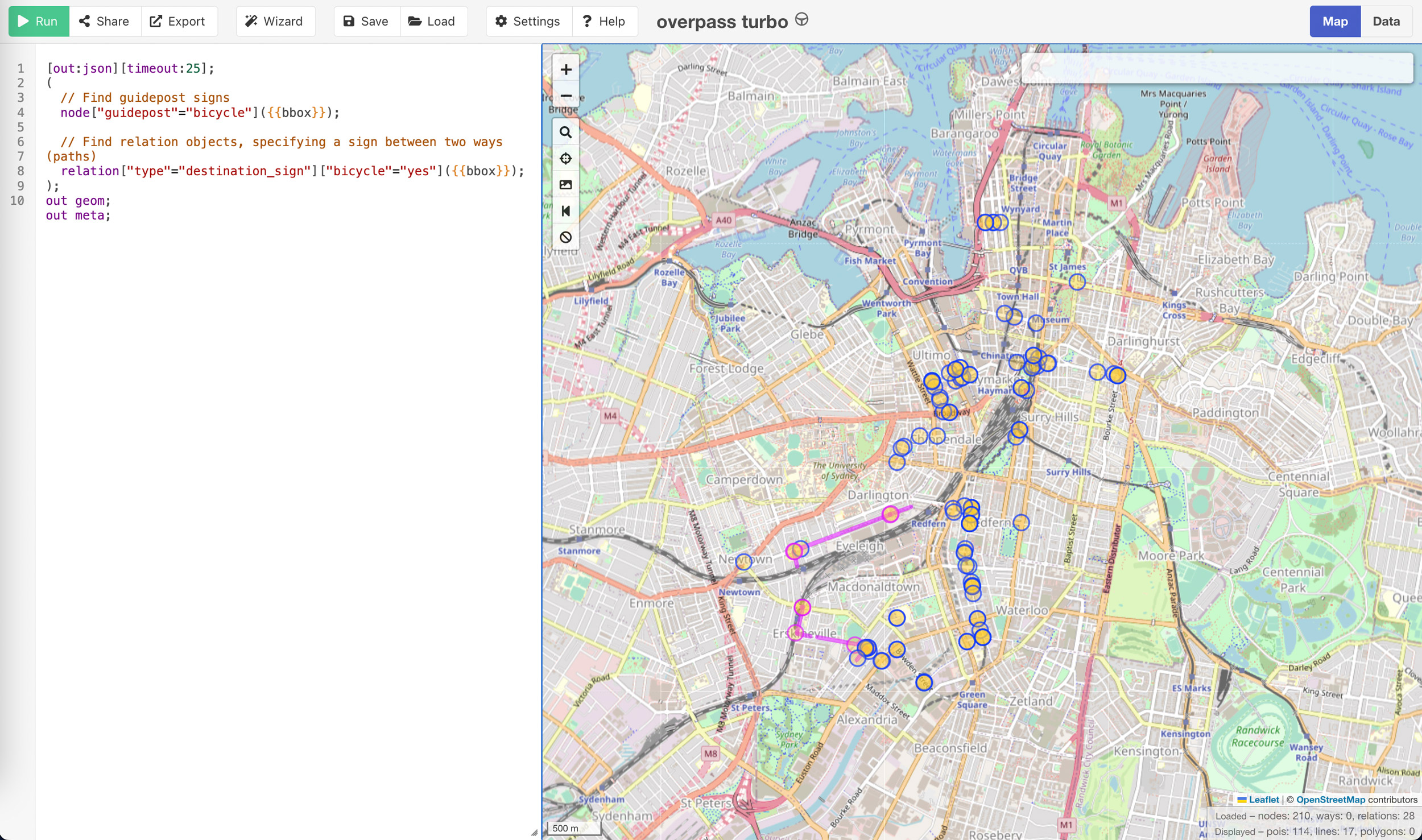 Bicycle sign map as of 2023-10-25