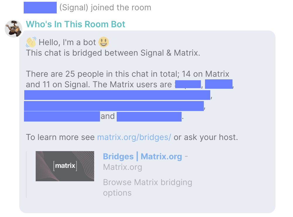 Screenshot of bot conversation