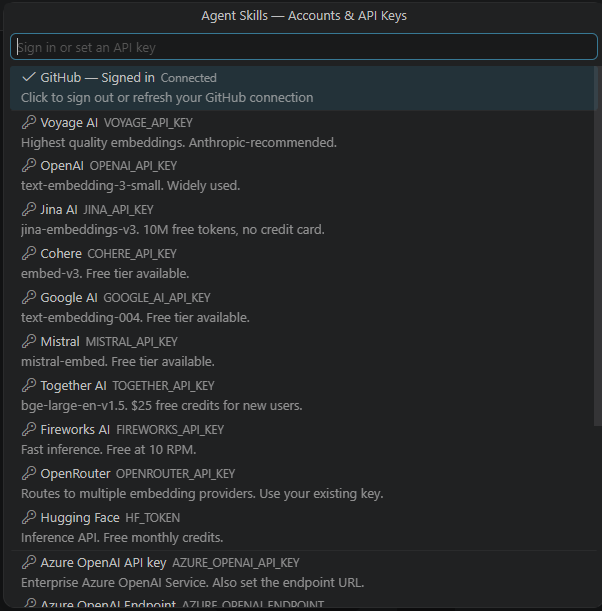 API keys and accounts