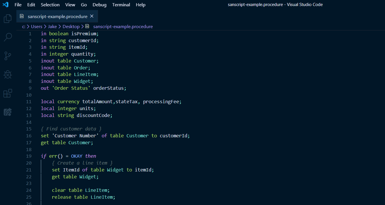 parameters and local variables