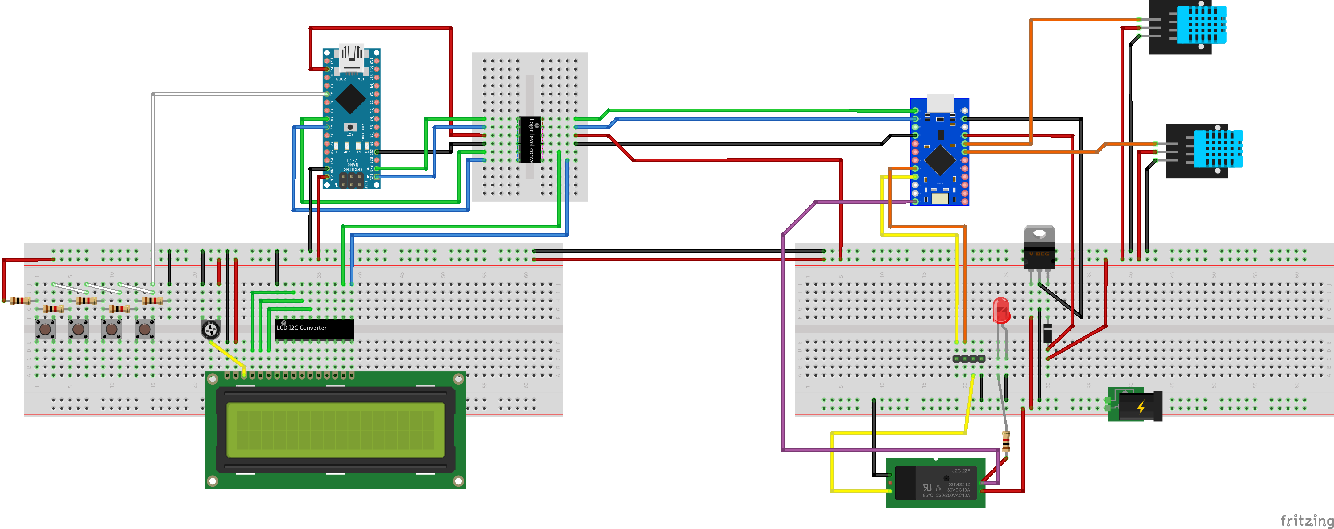 Breadboard view of the project