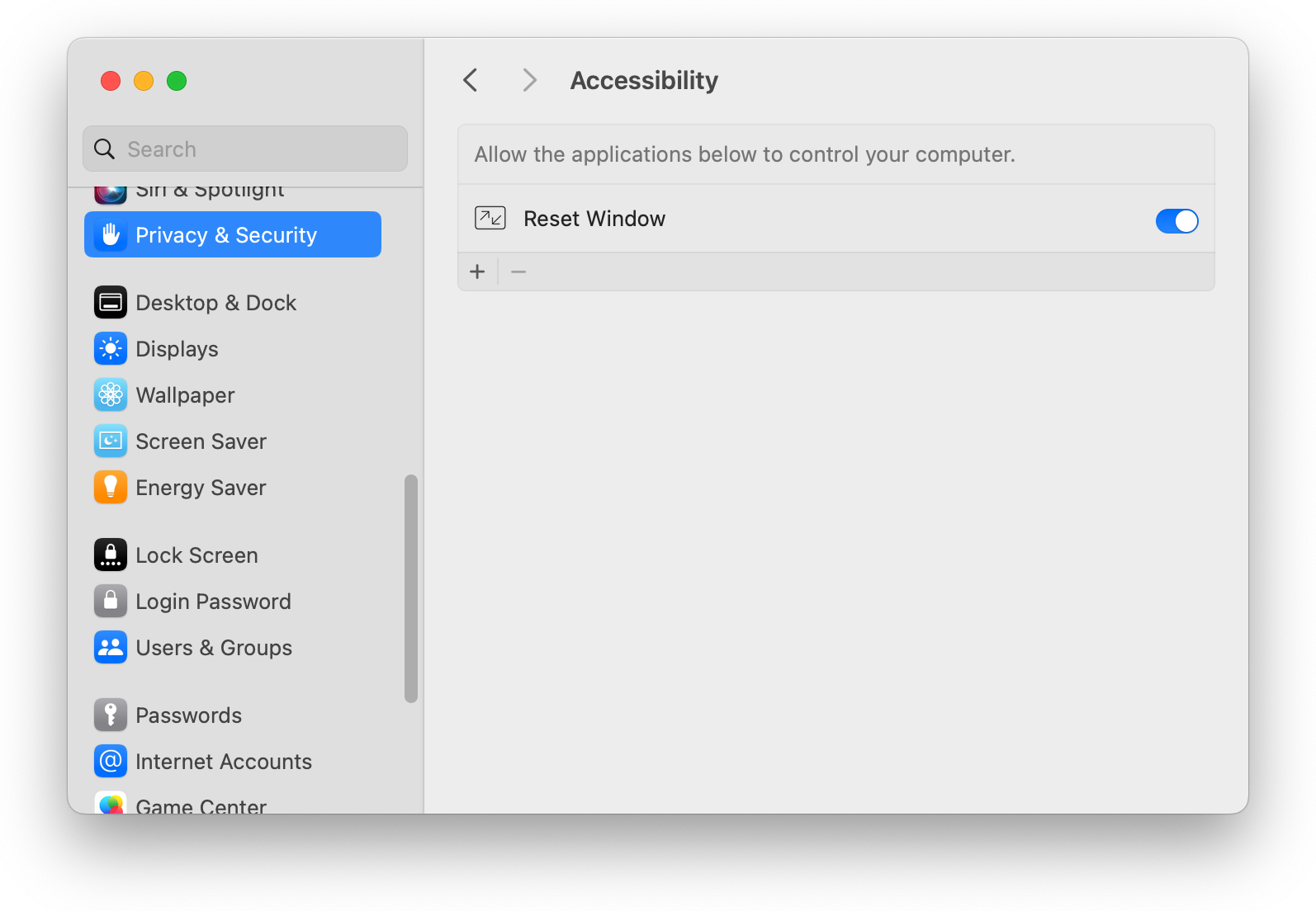 Screenshot of Accessibility settings