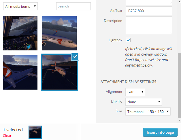 Lightbox checkbox preview