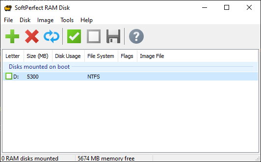 RAM disk window screenshot