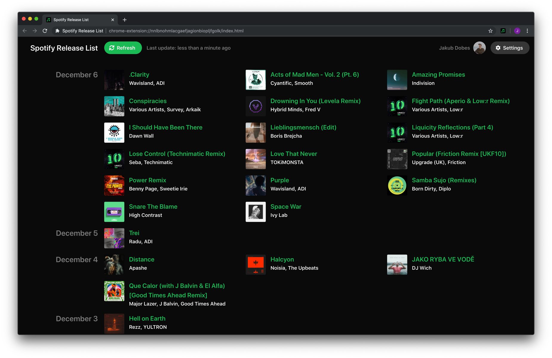 GitHub - jakubito/spotify-release-list-web-ext: Display list of Spotify