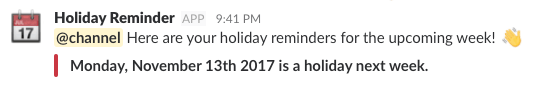 holiday-reminder screenshot