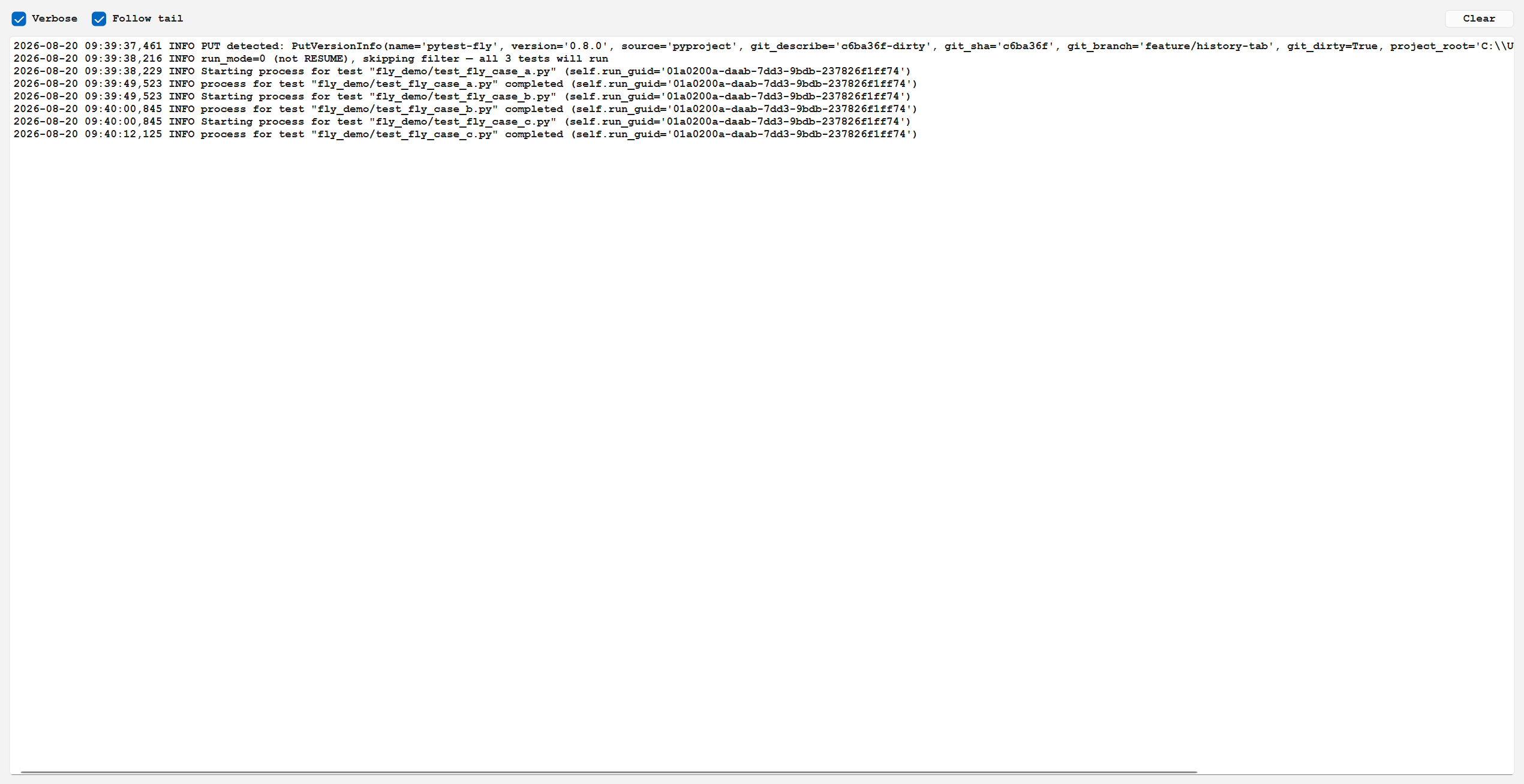 Log tab
