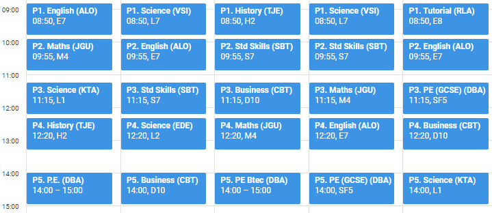Student timetable