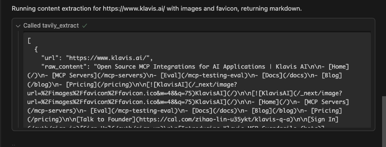tavily_extract tool response