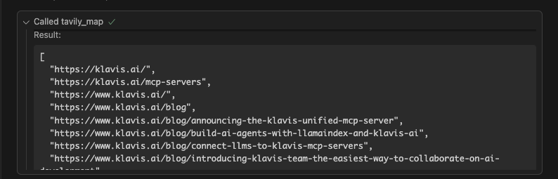 tavily_map tool response