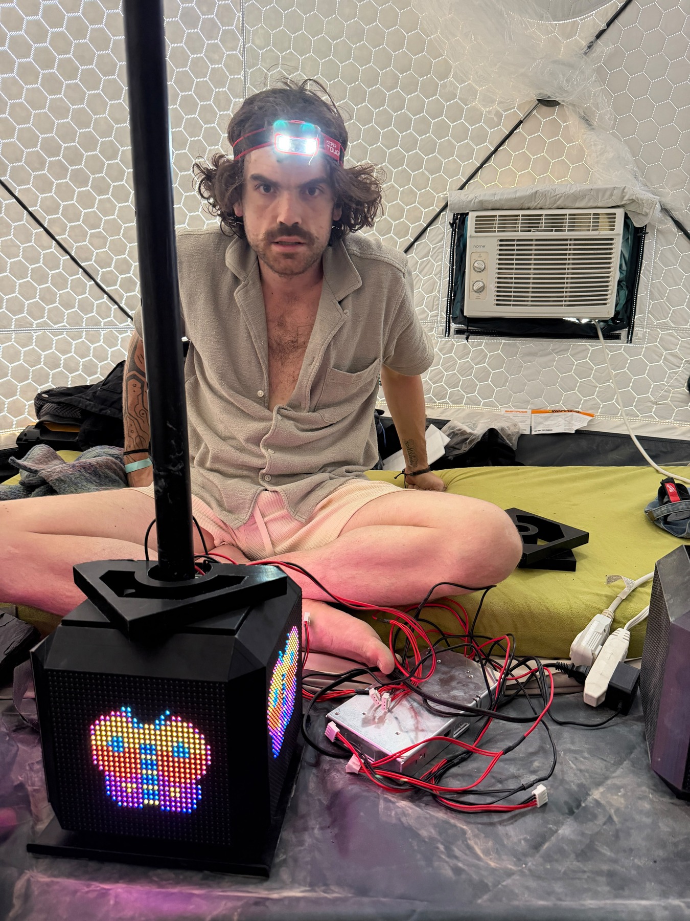 Assembling the working cube prototype on the playa