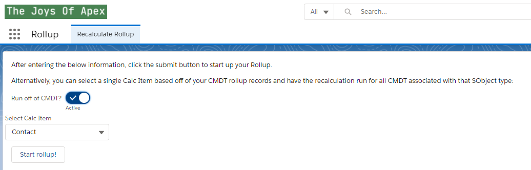 Example of Rollup App Using CMDT