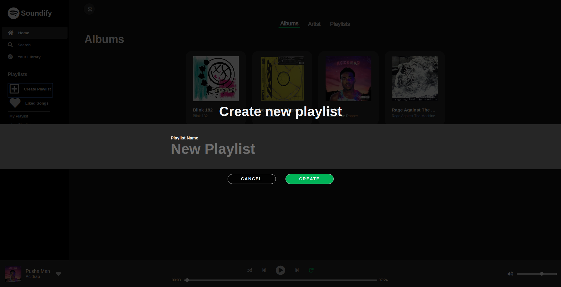 Create Playlist Modal
