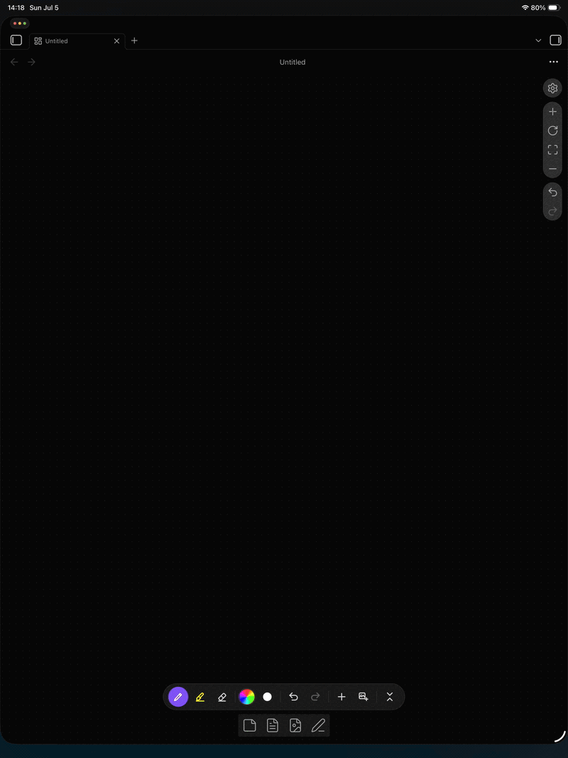 Handwriting on Blackboard drawings inside an Obsidian Canvas on iPad