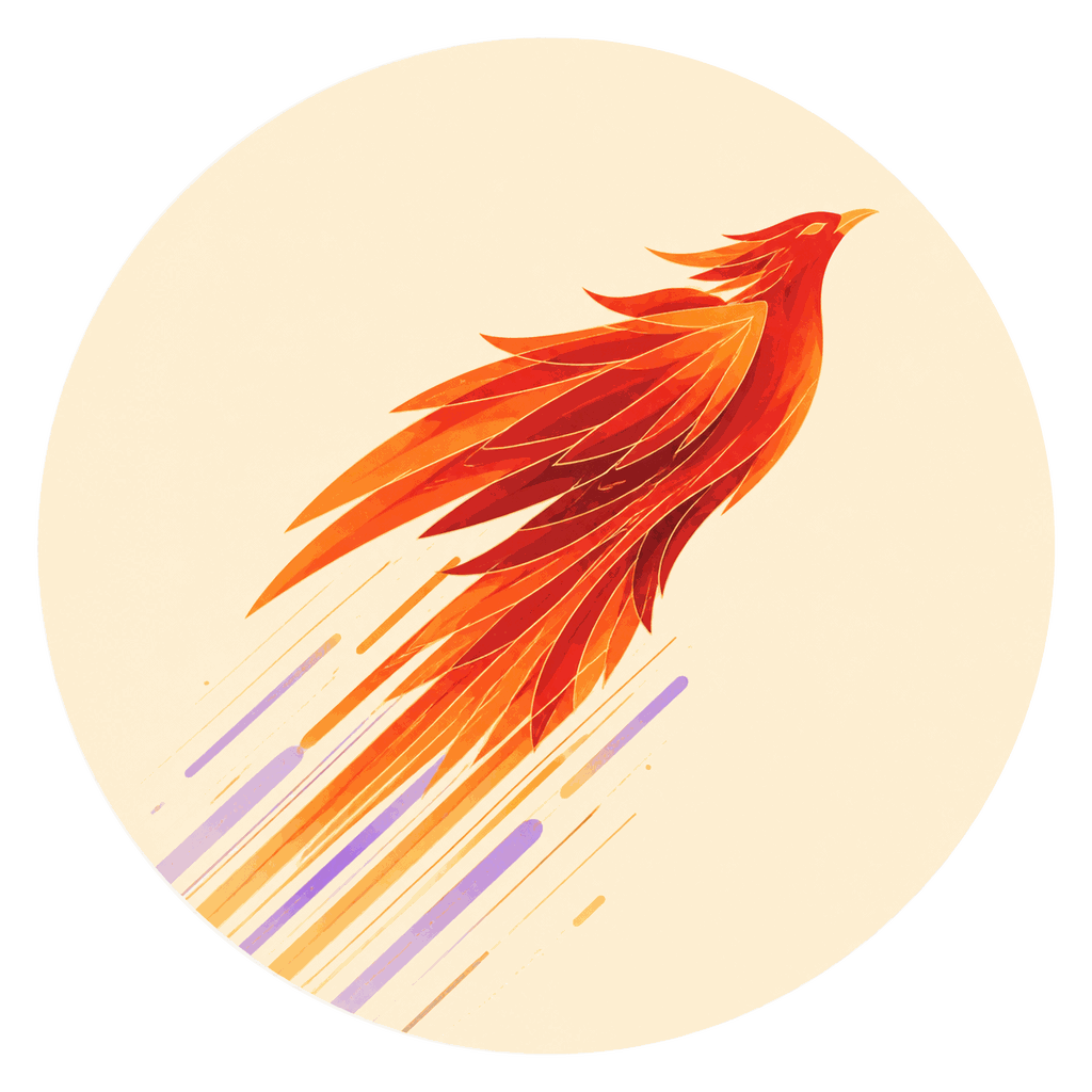 A phoenix launching upward, trailing speed streaks