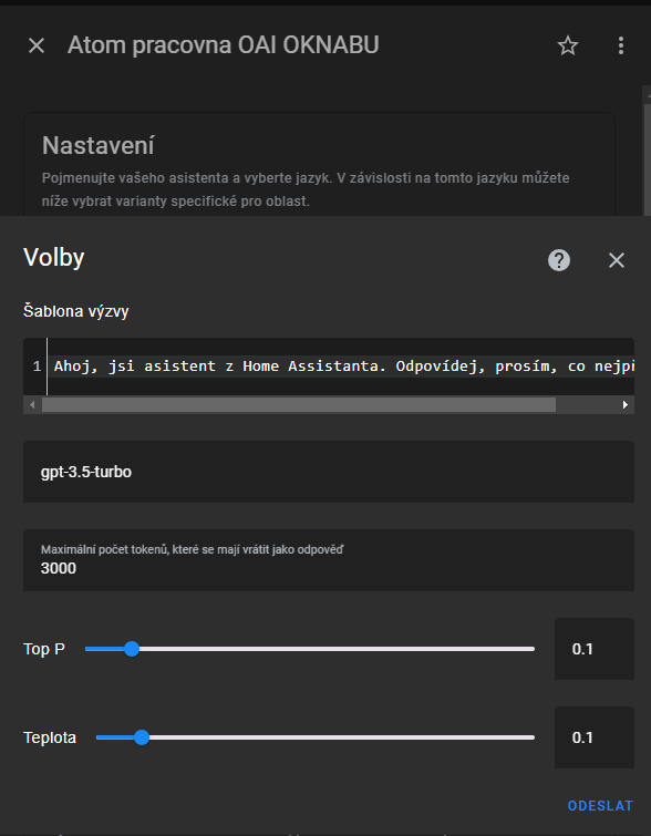 OpenAI model config