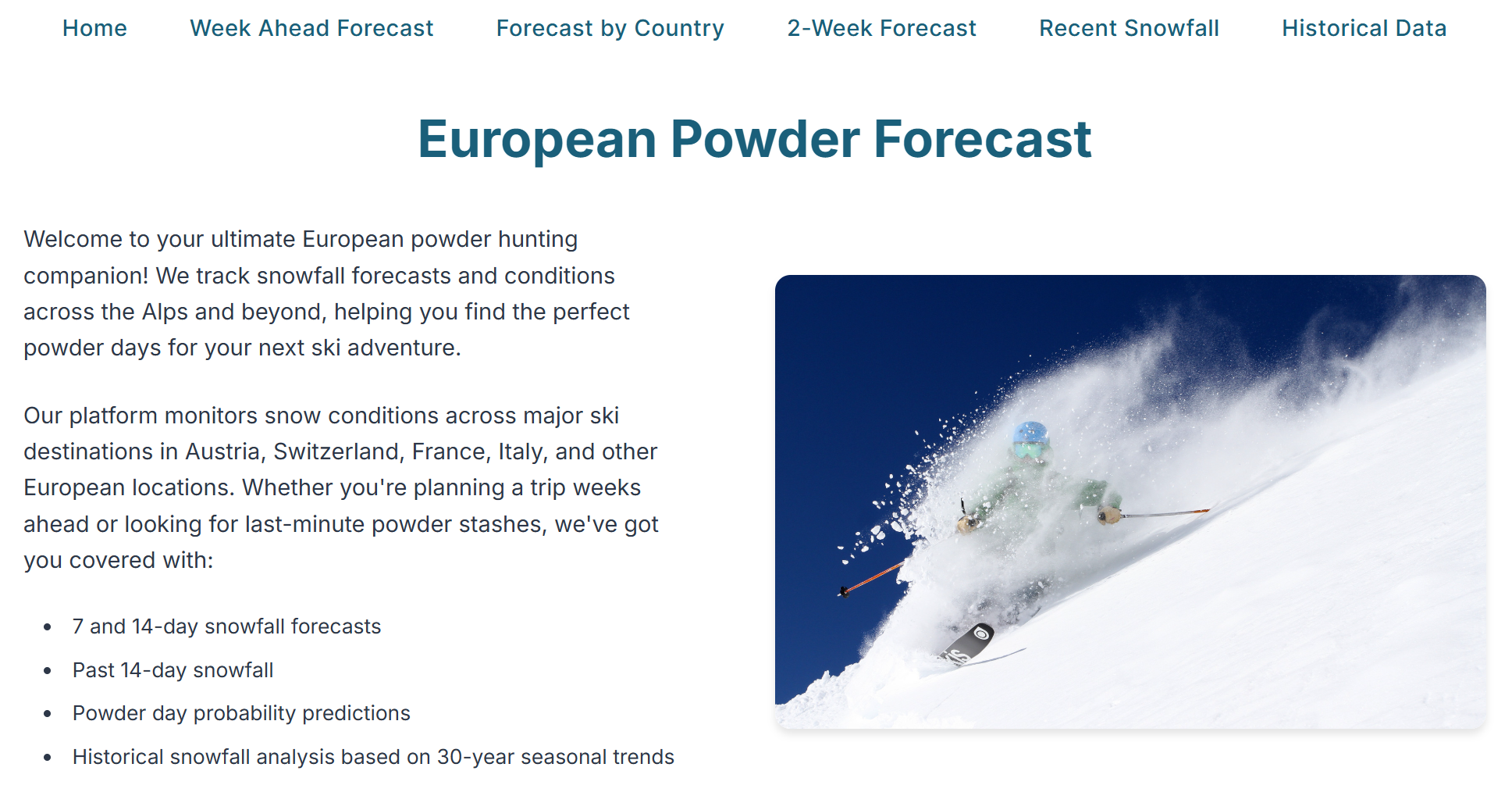 Náhled projektu Snow Powder Forecast