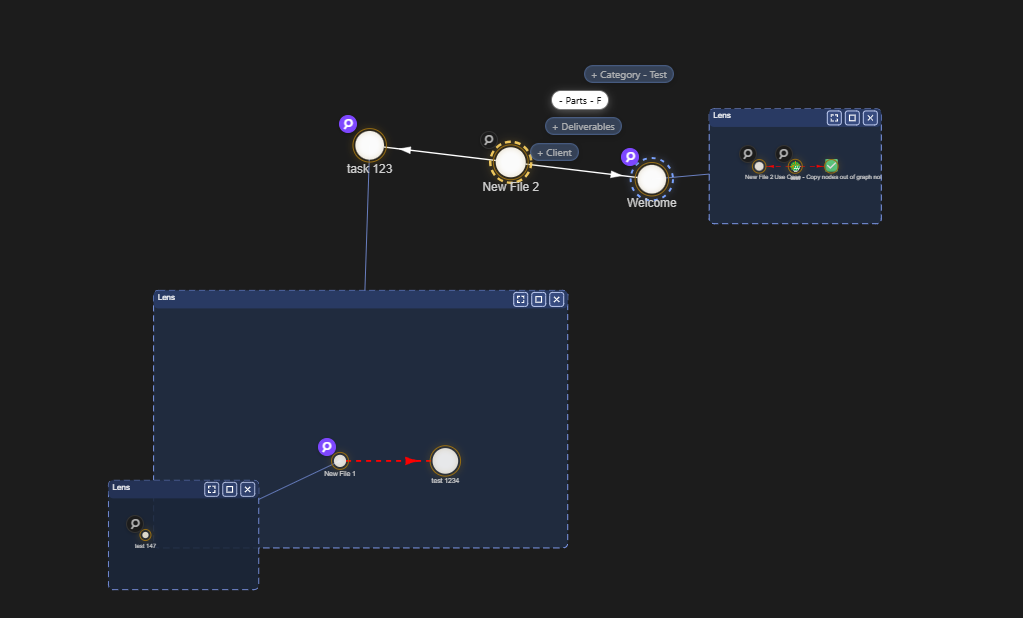 NosyGraph nested lenses and connected nodes