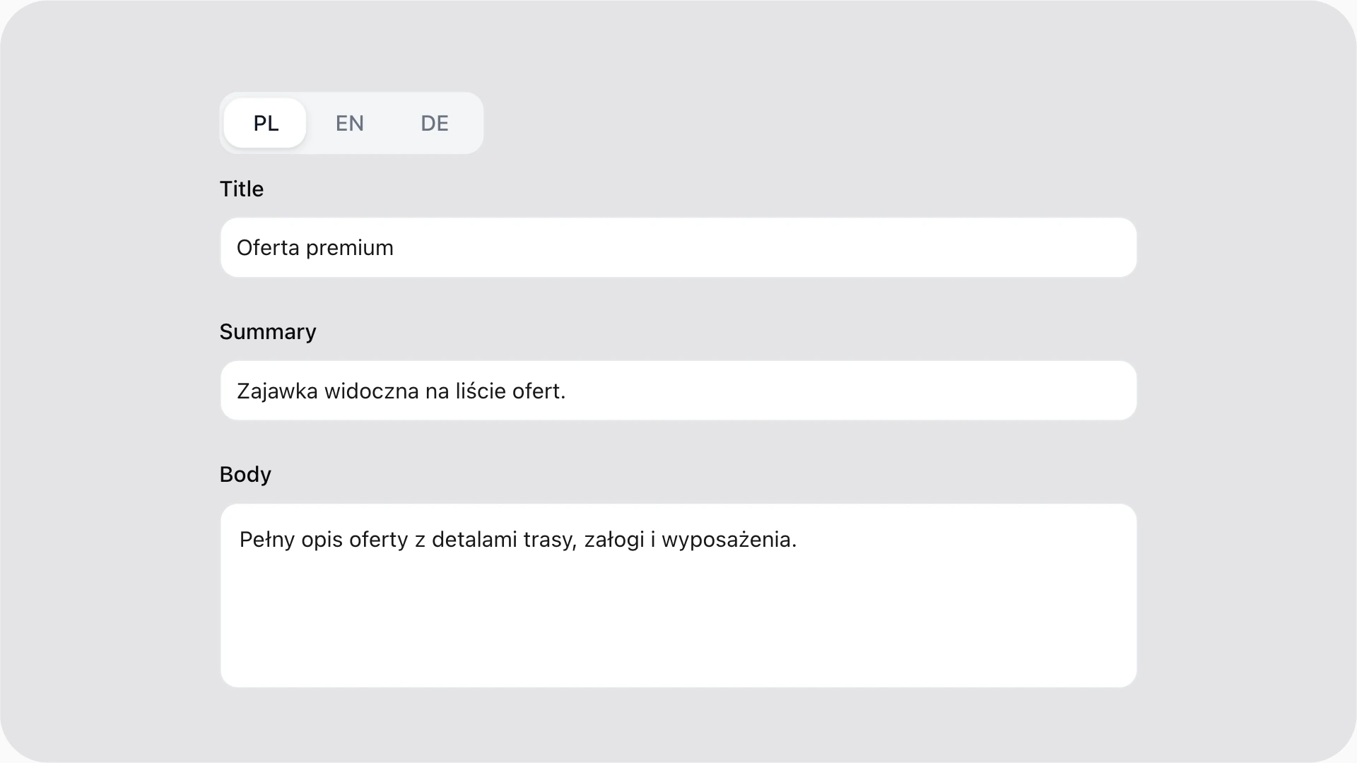 Animated preview of locale tabs and multilingual form fields