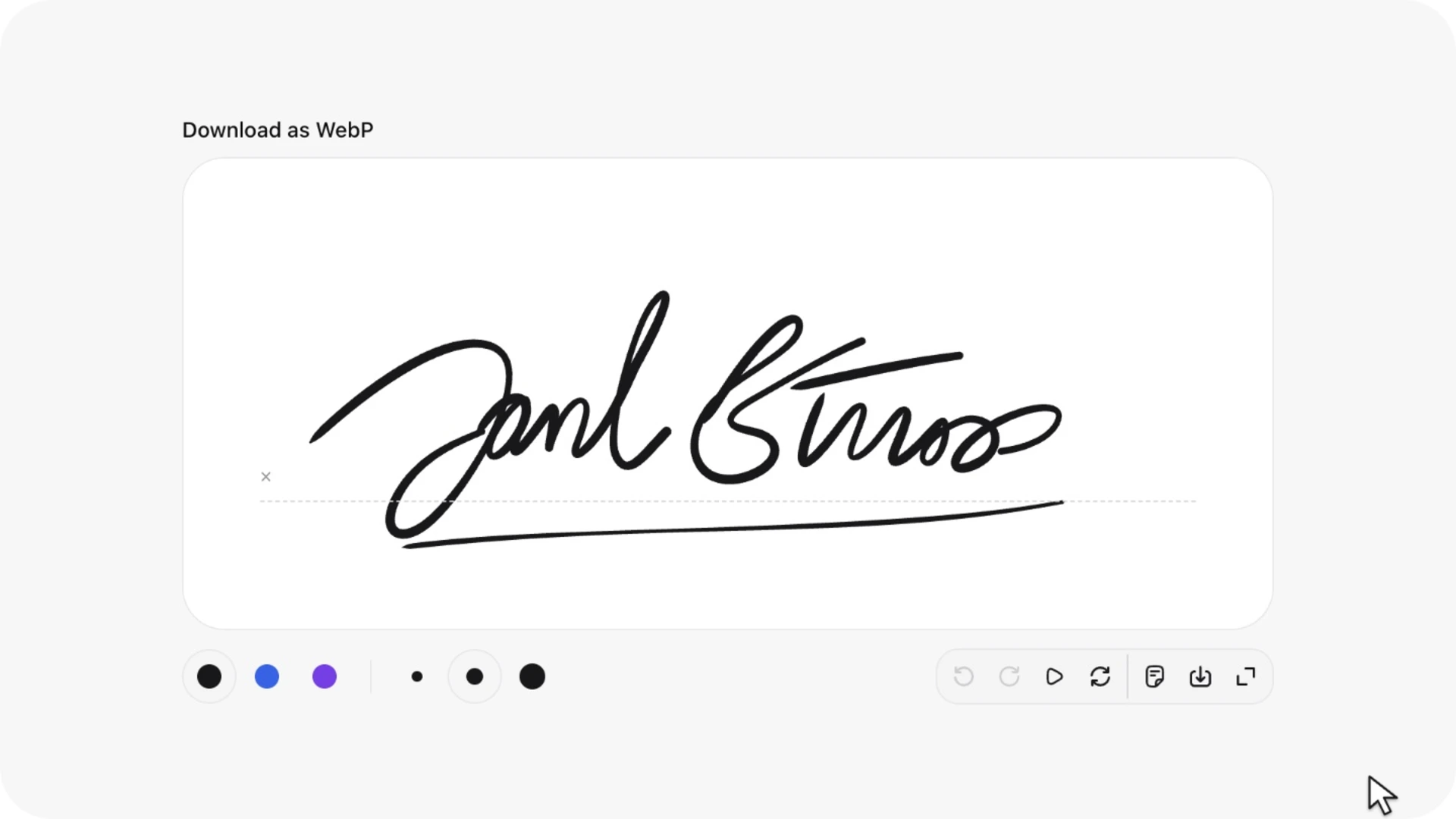 Animated preview of a handwritten signature drawn inside a Filament form