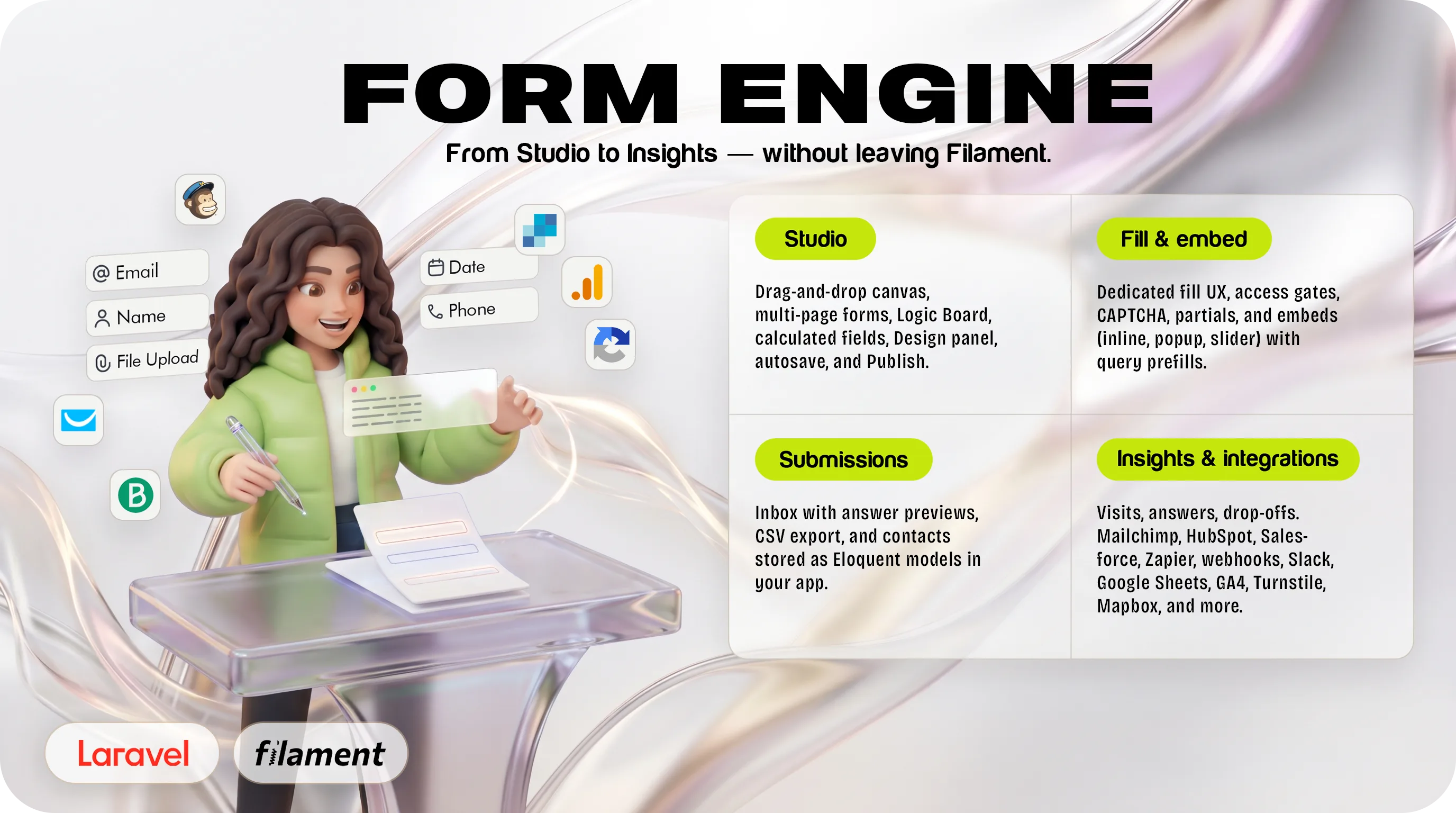 Flex Forms — Studio, fill & embed, submissions & contacts, Insights & integrations