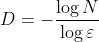 D = -log N/log ε