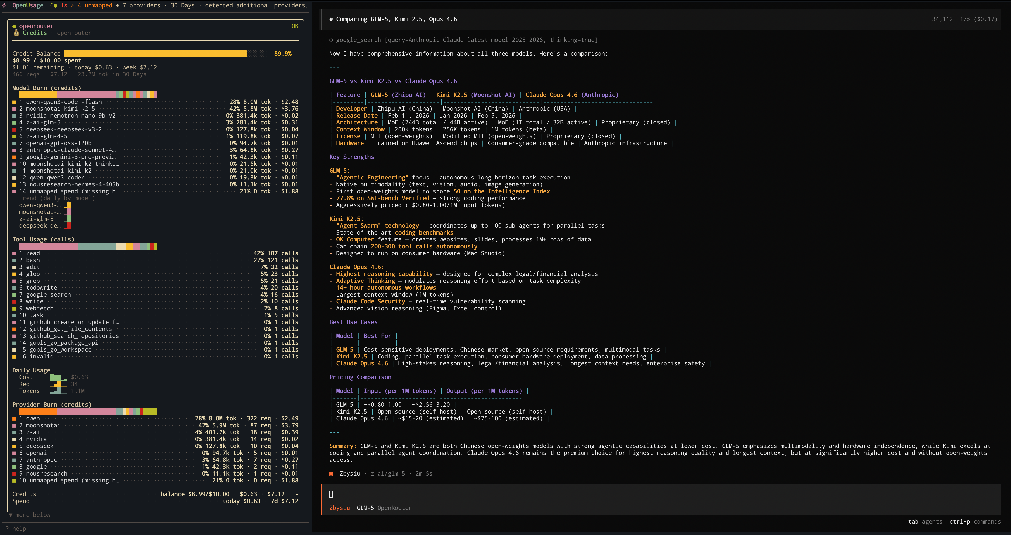 OpenUsage side by side