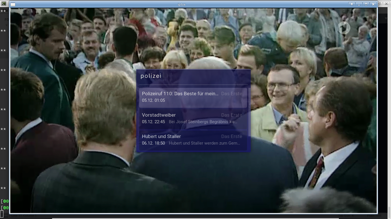 Search functionality for the EPG