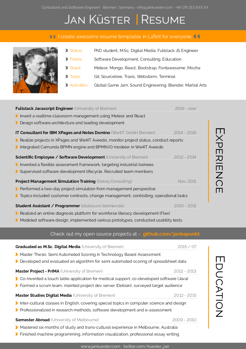 texstudio cv template