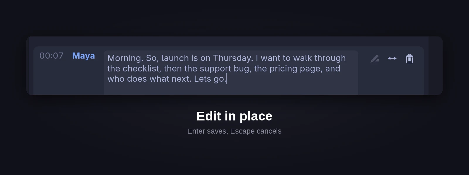 Editing a line in place