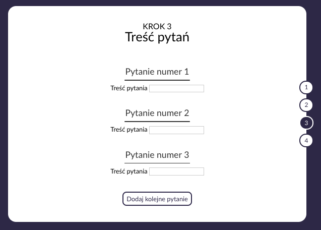 Krok 3 - tworzenie pytań