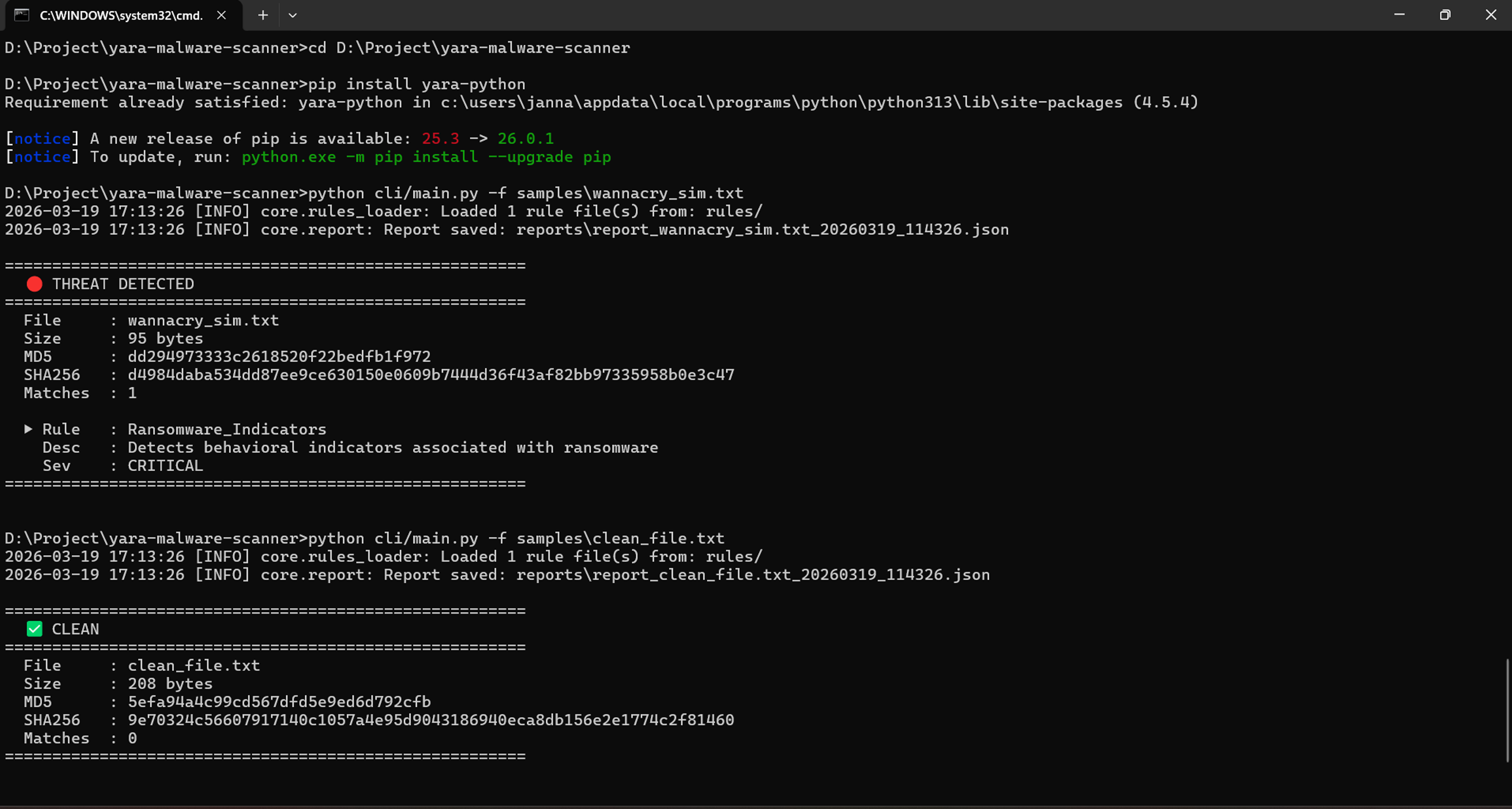 Threat Detected and Clean