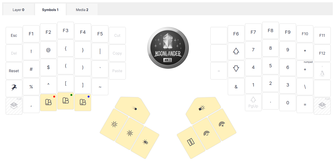 image of layer 1 of keyboard layout