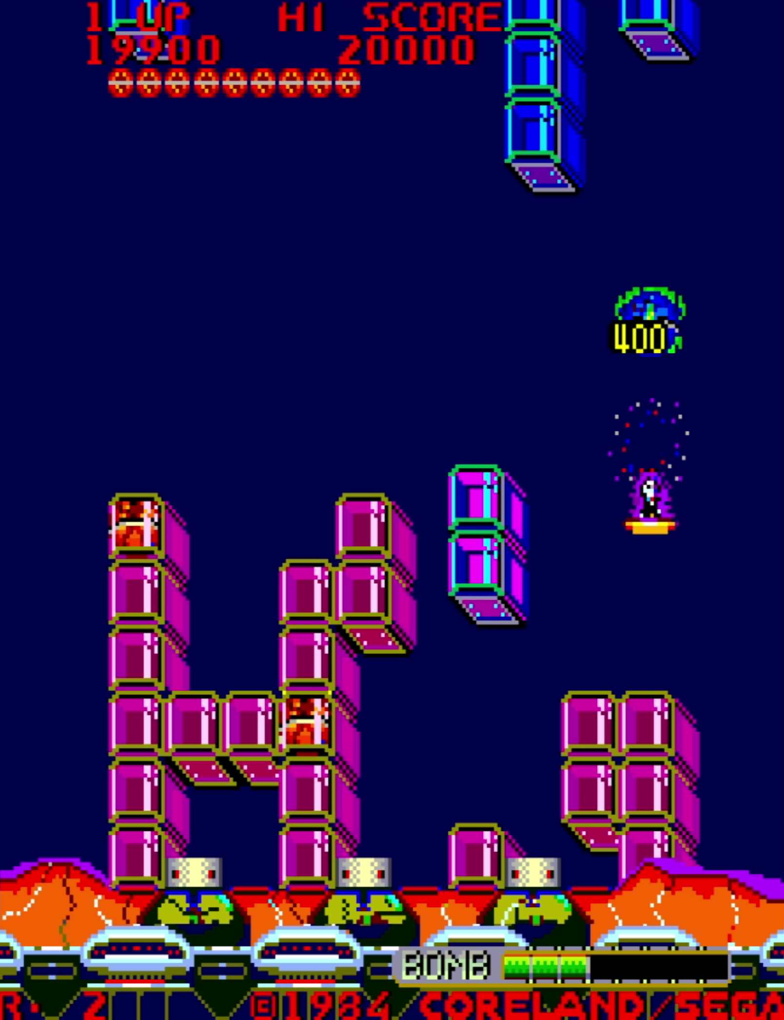 Player firing at advancing wave in city stage