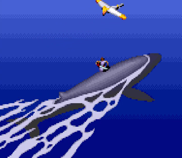 Ending scene with Hiryu riding whale across ocean